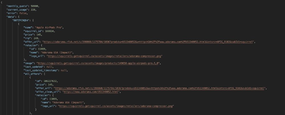 Squirrel API code